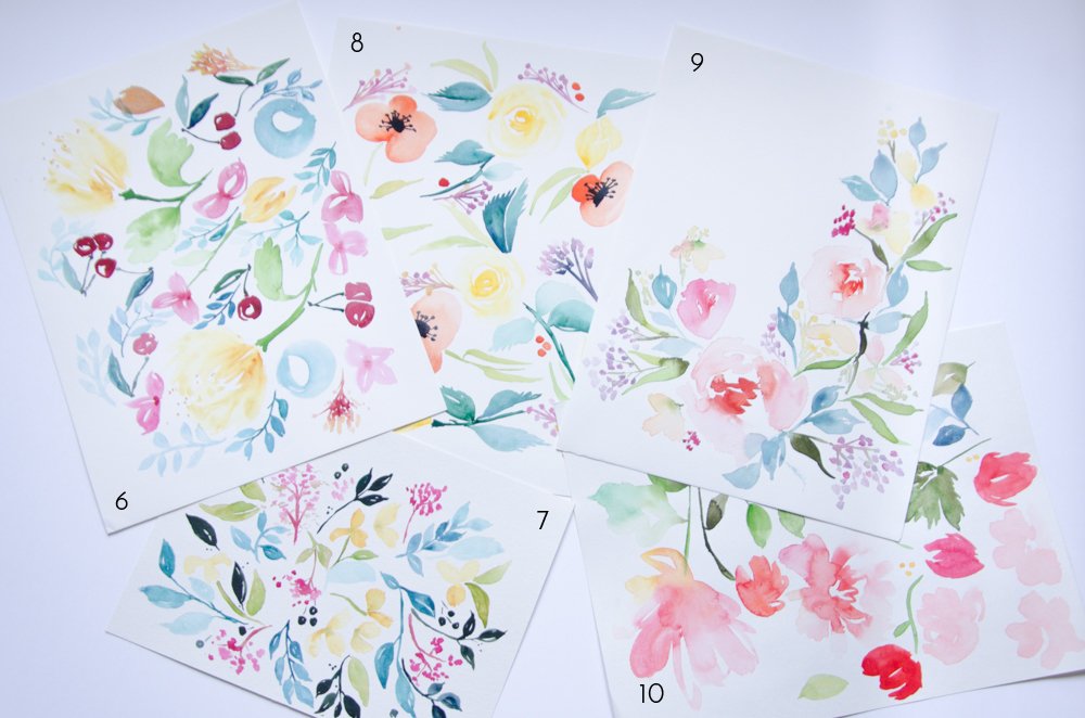 un an aquarelle fleurs watercolors florals-5
