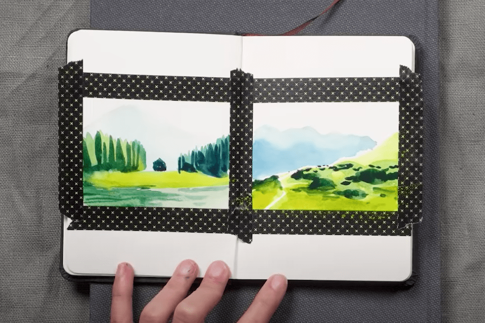 2 mini paysages aquarelle